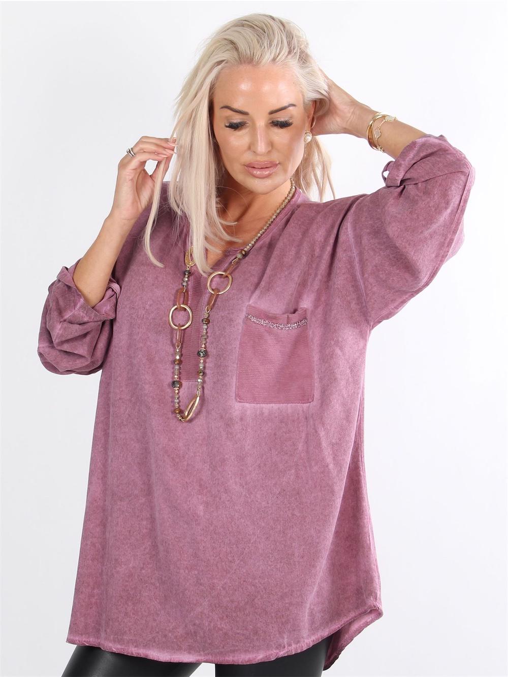 Hamine - Armygrøn skjorte med lomme og glimmertråde